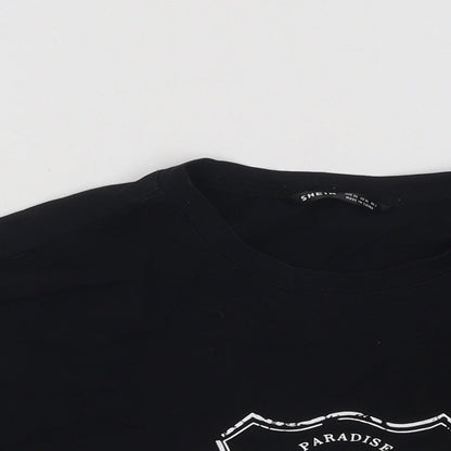 SheIn Womens Black Cotton Basic T-Shirt Size XS Round Neck - California Motorbike