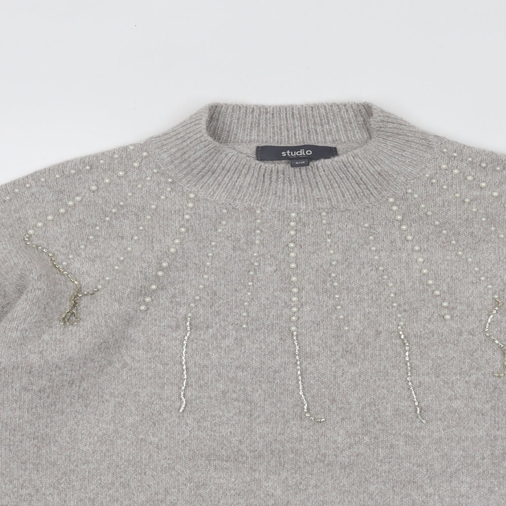 Womens UK Size 10 Studio Grey Pullover Jumper