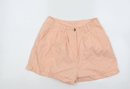 ASOS Womens Orange Cotton Hot Pants Shorts Size 10 Regular Button