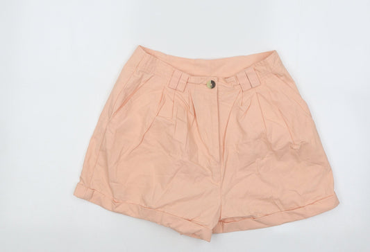 ASOS Womens Orange Cotton Hot Pants Shorts Size 10 Regular Button