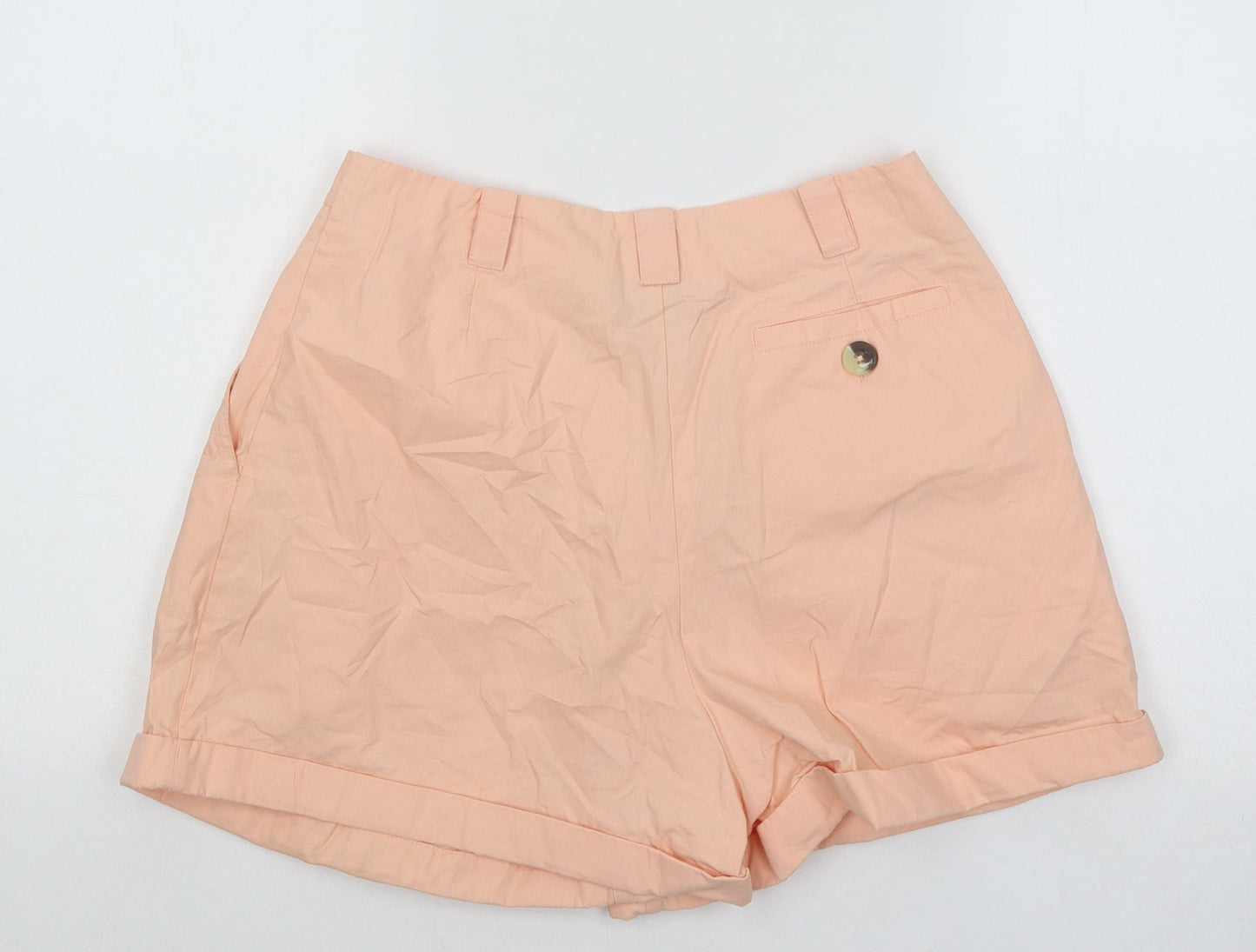 ASOS Womens Orange Cotton Hot Pants Shorts Size 10 Regular Button