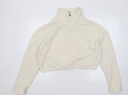 Brave Soul Womens Beige Polyester Pullover Sweatshirt Size L Zip