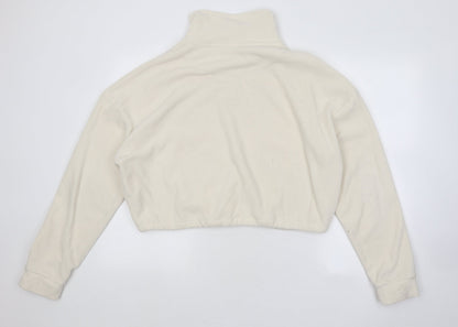 Brave Soul Womens Beige Polyester Pullover Sweatshirt Size L Zip