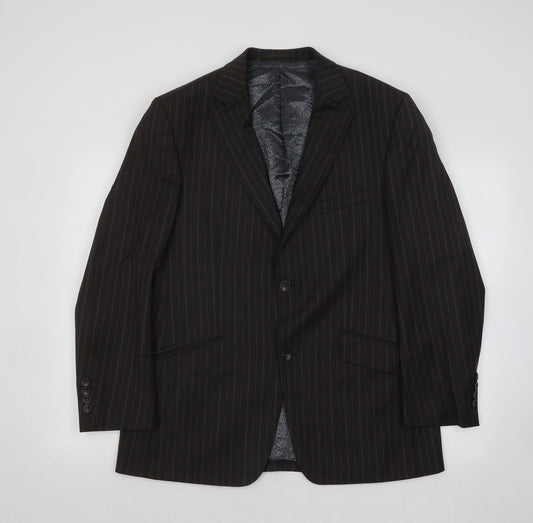 REMUS Mens Brown Striped Wool Jacket Suit Jacket Size 40