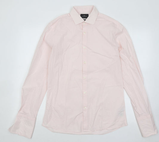 Mens UK Size 15.5 Moss London Pink  Button-Up Long Sleeve Casual Shirt