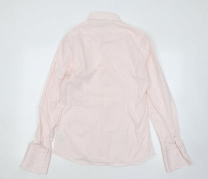 Mens UK Size 15.5 Moss London Pink  Button-Up Long Sleeve Casual Shirt
