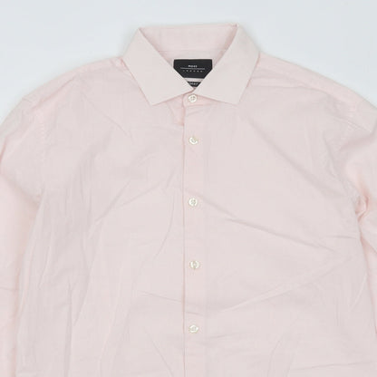 Mens UK Size 15.5 Moss London Pink  Button-Up Long Sleeve Casual Shirt