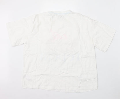 F&F Womens White Cotton Basic T-Shirt Size 6 Round Neck - Eat Sleep Vacay Repeat