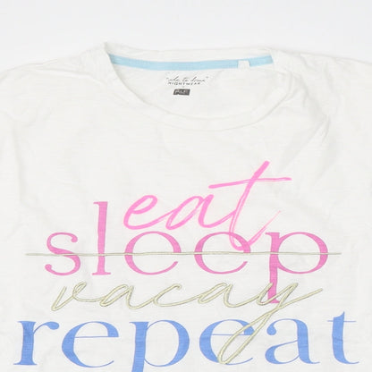 F&F Womens White Cotton Basic T-Shirt Size 6 Round Neck - Eat Sleep Vacay Repeat
