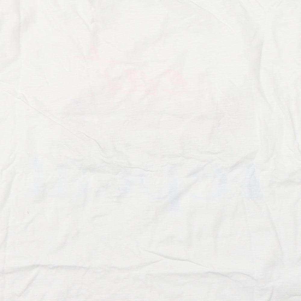 F&F Womens White Cotton Basic T-Shirt Size 6 Round Neck - Eat Sleep Vacay Repeat