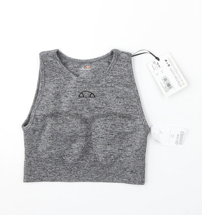 ellesse Womens Grey Polyester Cropped Tank Size 6 Round Neck Pullover