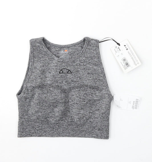 ellesse Womens Grey Polyester Cropped Tank Size 6 Round Neck Pullover