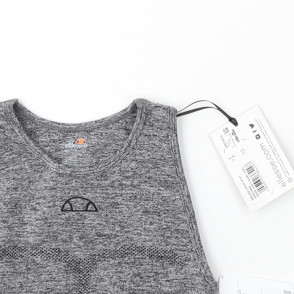 ellesse Womens Grey Polyester Cropped Tank Size 6 Round Neck Pullover