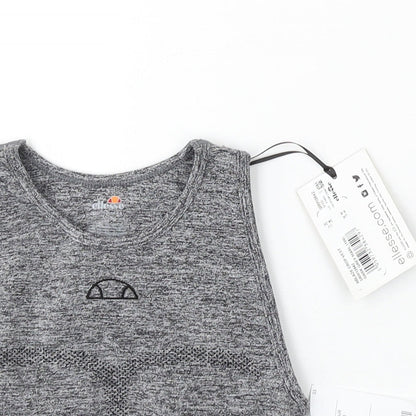 ellesse Womens Grey Polyester Cropped Tank Size 6 Round Neck Pullover