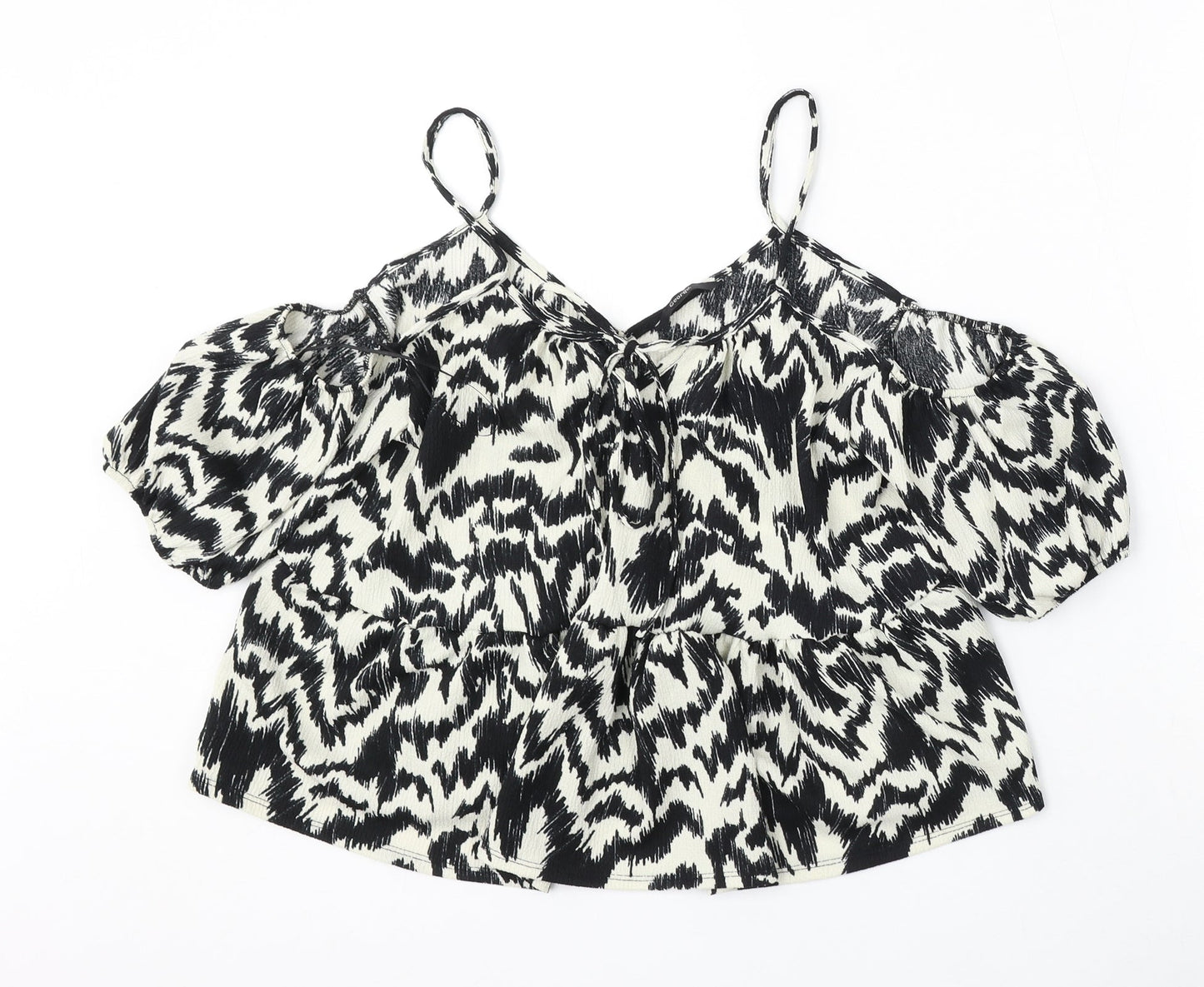 George Womens Multicoloured Geometric Polyester Basic Blouse Size 8 Round Neck