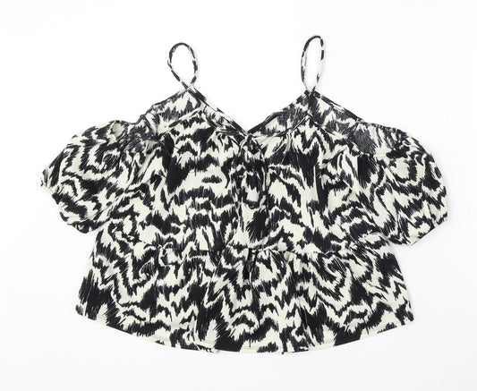 George Womens Multicoloured Geometric Polyester Basic Blouse Size 8 Round Neck