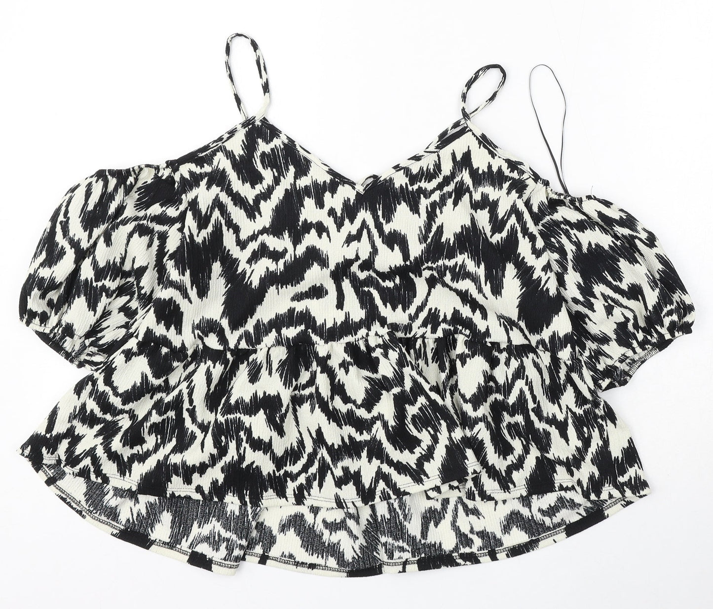 George Womens Multicoloured Geometric Polyester Basic Blouse Size 8 Round Neck