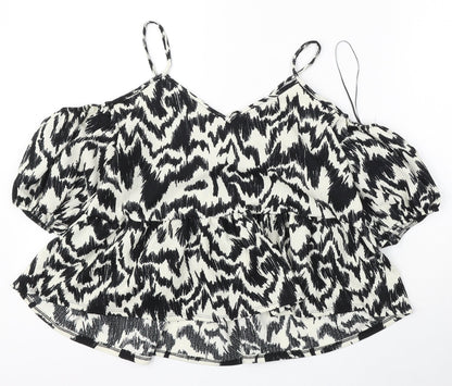 George Womens Multicoloured Geometric Polyester Basic Blouse Size 8 Round Neck