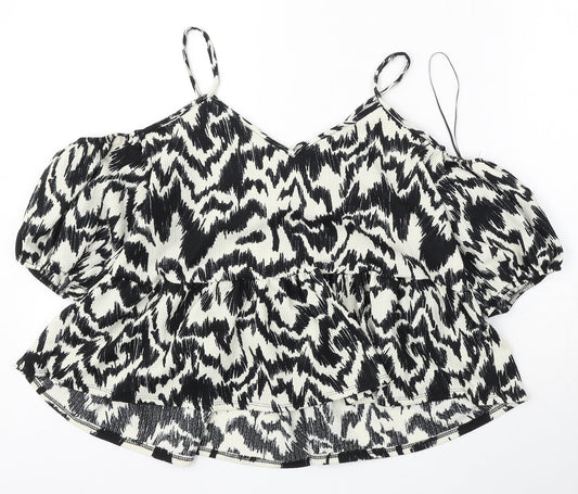 George Womens Multicoloured Geometric Polyester Basic Blouse Size 8 Round Neck