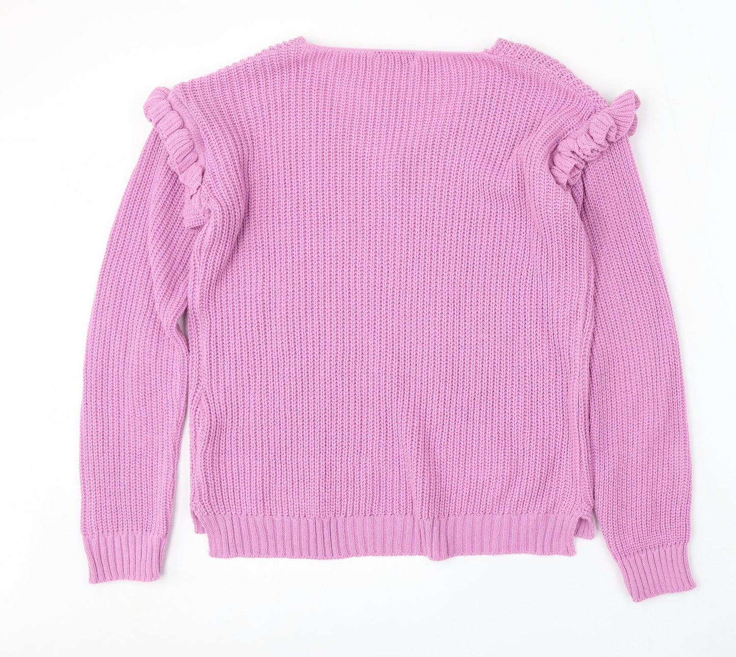 Boohoo Womens Purple V-Neck Acrylic Pullover Jumper Size M