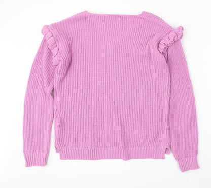 Boohoo Womens Purple V-Neck Acrylic Pullover Jumper Size M