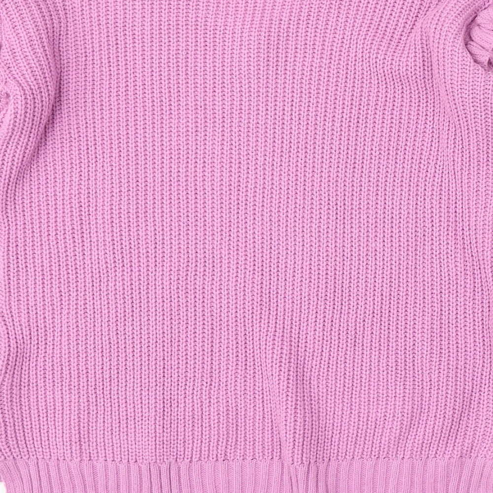 Boohoo Womens Purple V-Neck Acrylic Pullover Jumper Size M