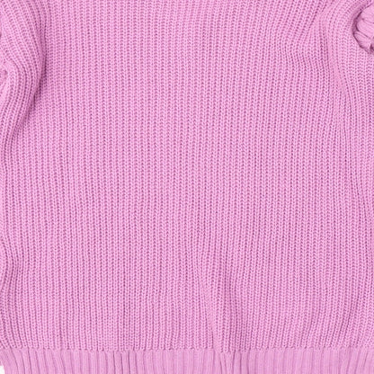 Boohoo Womens Purple V-Neck Acrylic Pullover Jumper Size M