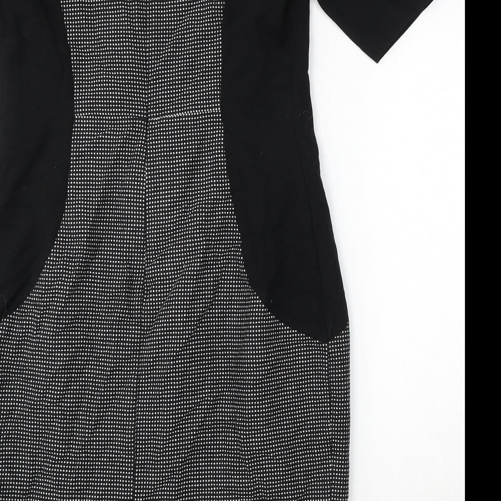 NEXT Womens Black Polka Dot Polyester Bodycon Size M Round Neck