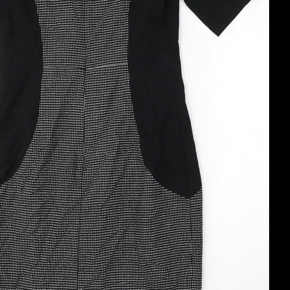 NEXT Womens Black Polka Dot Polyester Bodycon Size M Round Neck