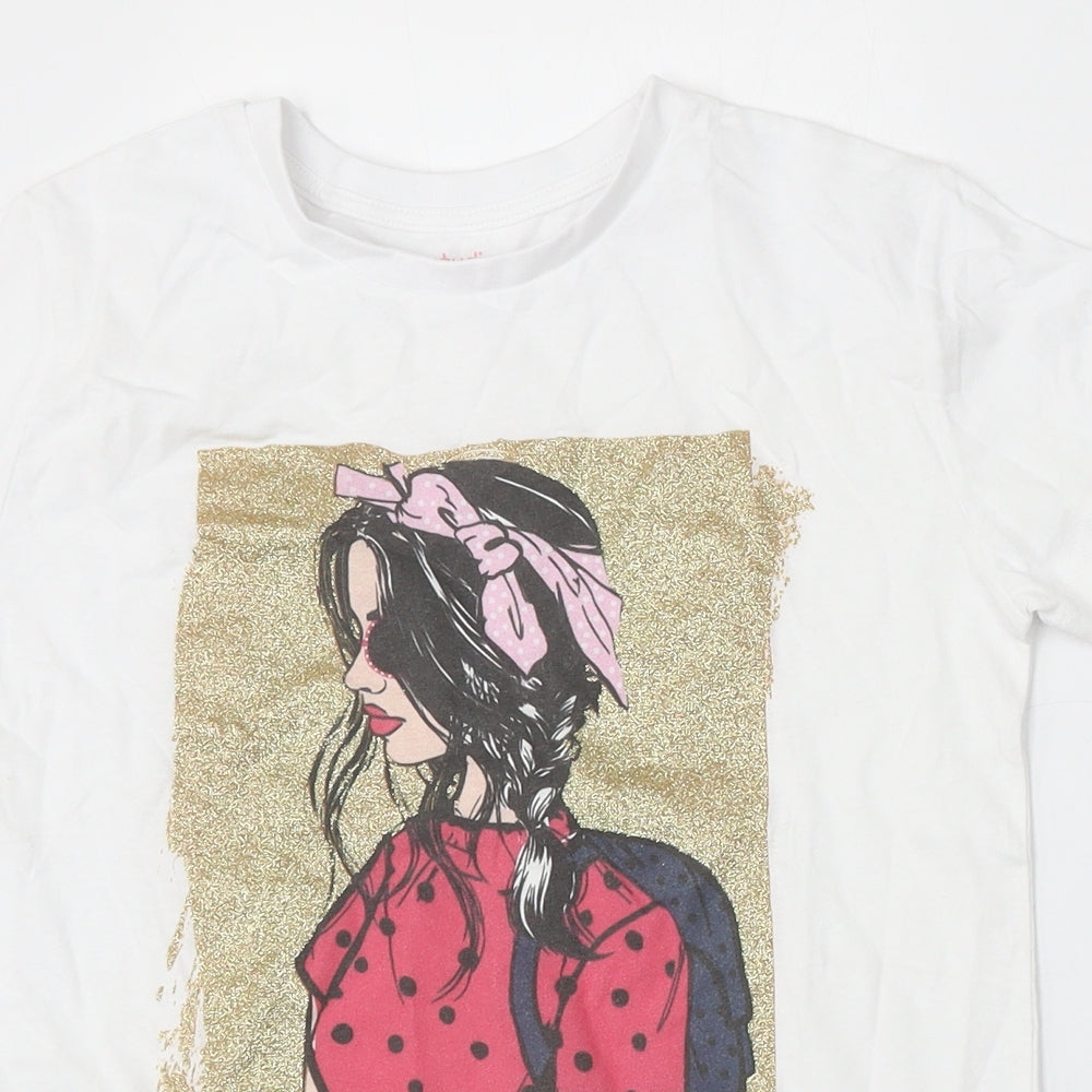 Studio Girls White Cotton Basic T-Shirt Size 8 Years Round Neck - Make today an Adventure