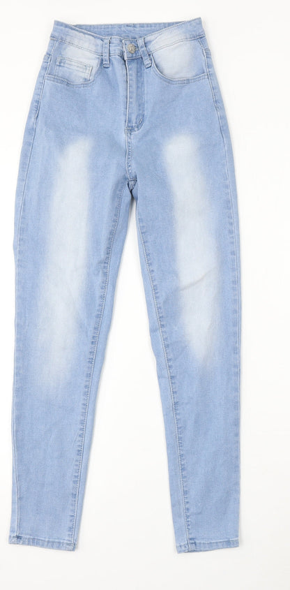 SheIn Womens Blue Cotton Skinny Jeans Size 2XS L28 in Regular Button