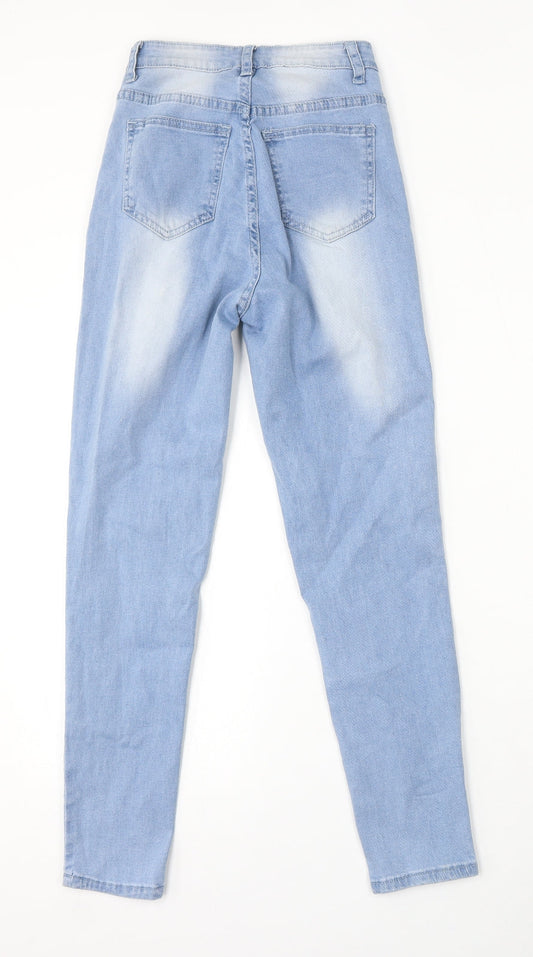 SheIn Womens Blue Cotton Skinny Jeans Size 2XS L28 in Regular Button