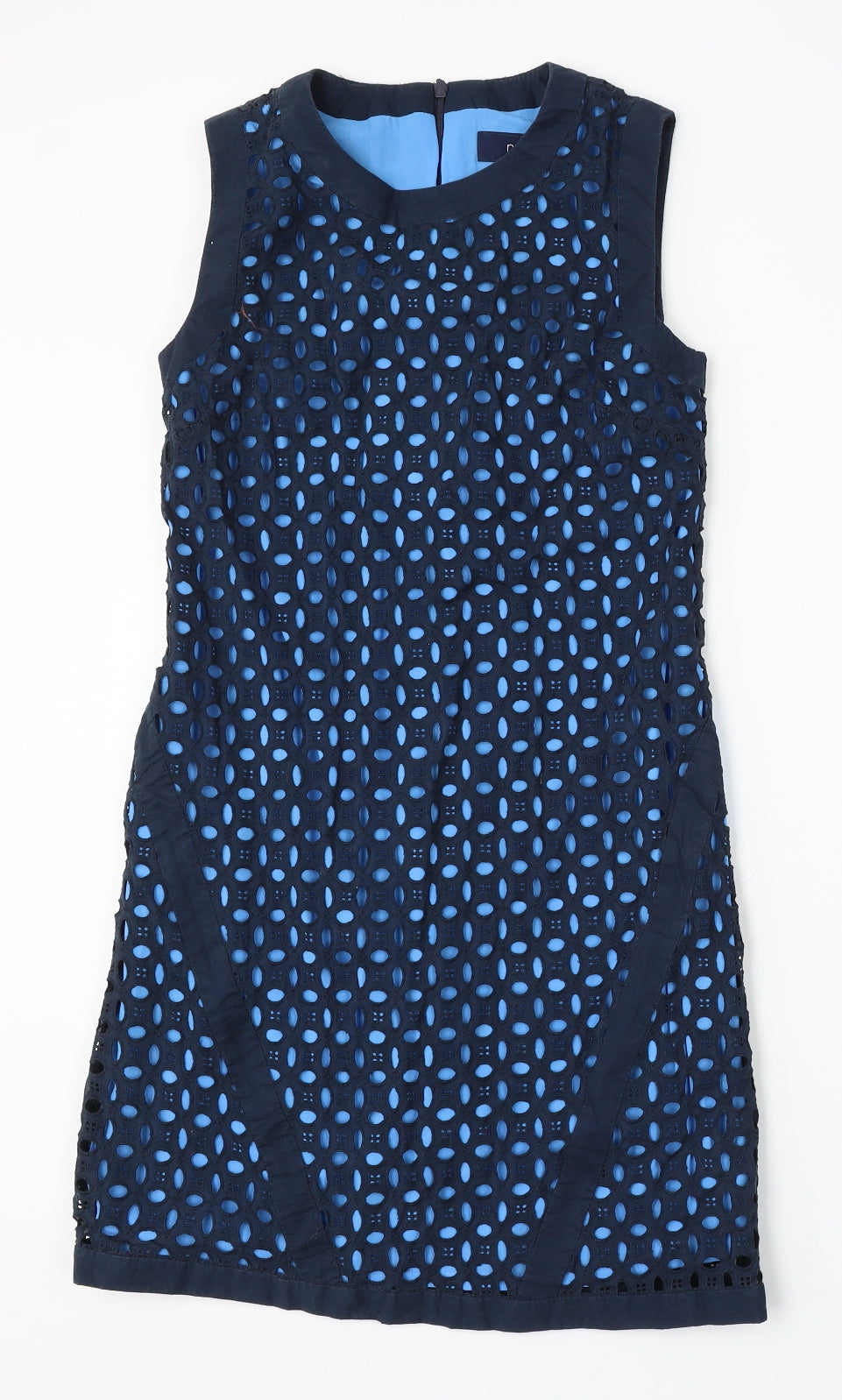 NEXT Womens Blue Cotton Shift Size 6 Round Neck Zip