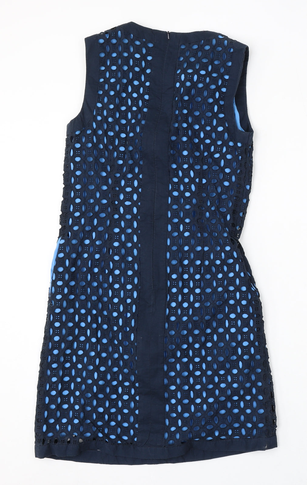 NEXT Womens Blue Cotton Shift Size 6 Round Neck Zip