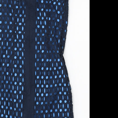 NEXT Womens Blue Cotton Shift Size 6 Round Neck Zip