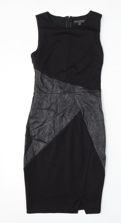 Lipsy Womens Black Polyester Bodycon Size 6 Round Neck Zip