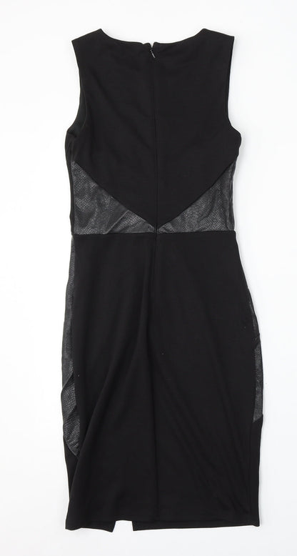 Lipsy Womens Black Polyester Bodycon Size 6 Round Neck Zip