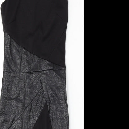 Lipsy Womens Black Polyester Bodycon Size 6 Round Neck Zip