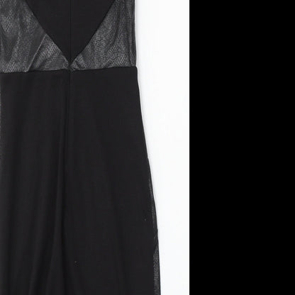 Lipsy Womens Black Polyester Bodycon Size 6 Round Neck Zip