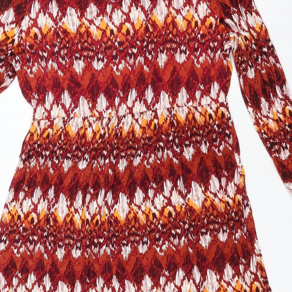 Originals Womens Red Argyle/Diamond Viscose Fit & Flare Size 10 Scoop Neck