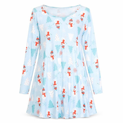 Style Womens Blue Polyester Fit & Flare Size XL Boat Neck - Christmas