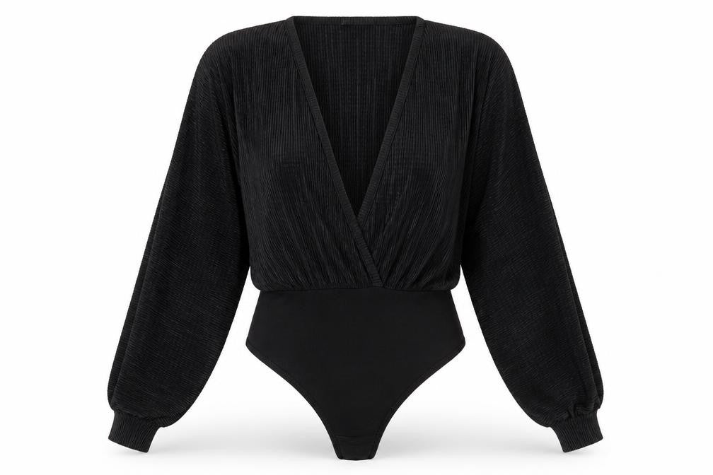 Womens UK Size 8 Pretty Little Thing One-Piece Black Bodysuit