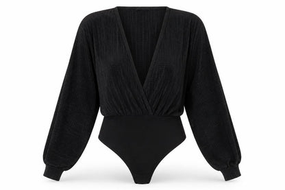 Womens UK Size 8 Pretty Little Thing One-Piece Black Bodysuit