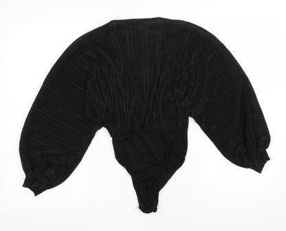 Pretty Little Thing Womens Black Polyester Bodysuit One-Piece Size 8 Snap