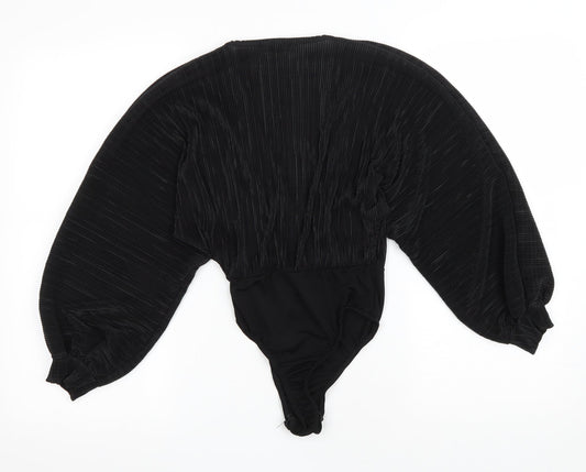 Pretty Little Thing Womens Black Polyester Bodysuit One-Piece Size 8 Snap