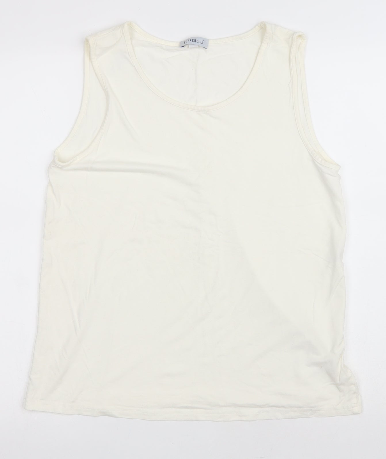 Blanchelle Womens Ivory Viscose Basic Tank Size 12 Scoop Neck