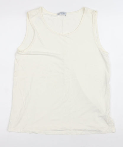 Blanchelle Womens Ivory Viscose Basic Tank Size 12 Scoop Neck