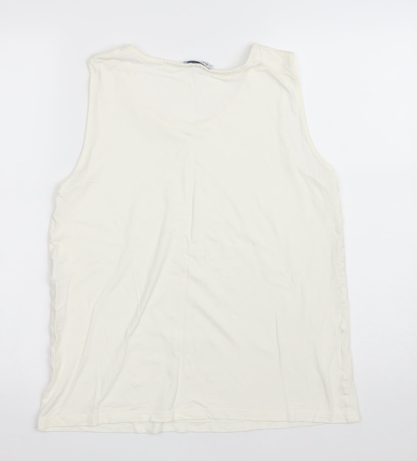 Blanchelle Womens Ivory Viscose Basic Tank Size 12 Scoop Neck