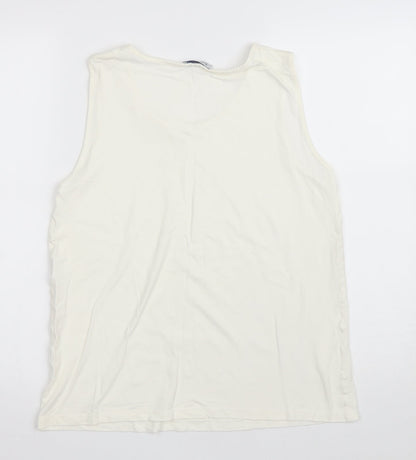 Blanchelle Womens Ivory Viscose Basic Tank Size 12 Scoop Neck