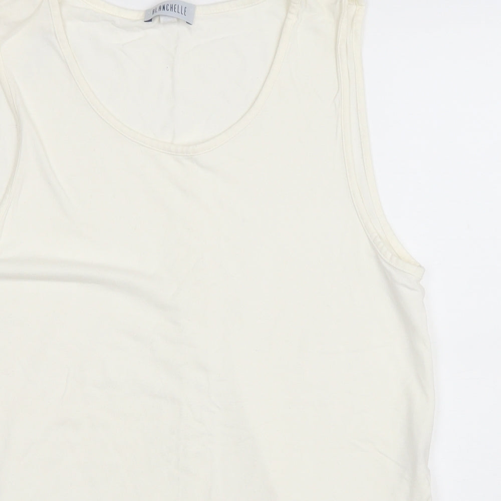 Blanchelle Womens Ivory Viscose Basic Tank Size 12 Scoop Neck